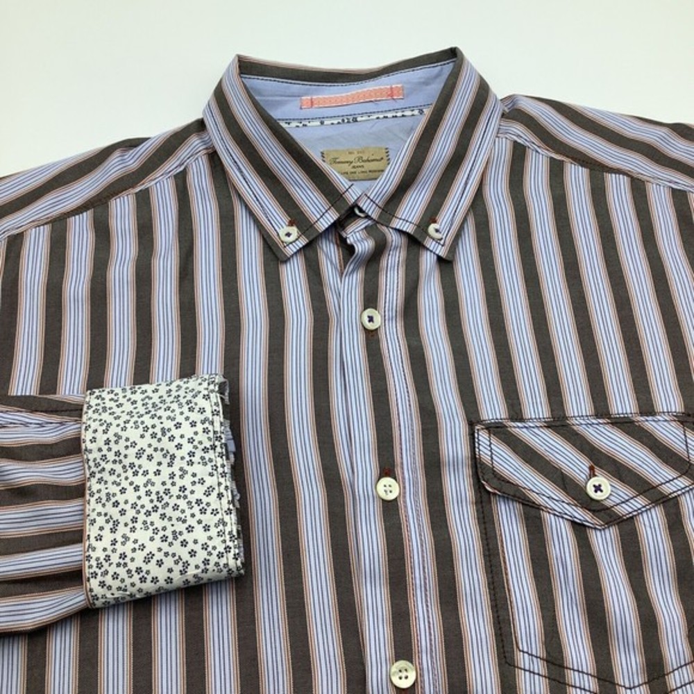 Tommy Bahama Jeans Mens Long Sleeve Button‎ Up Shirt Striped Size Medium